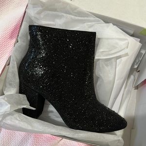 Betsey Johnson black sequin booties